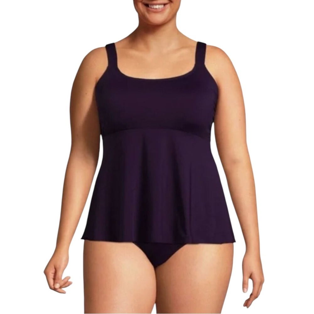 LANDS’ END Dark Purple/Blackberry Tankini Swim Top Size 3X -- VERY GENTLY WORN!!